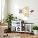 PawHut 2 Tier Rabbit Hutch with Run, Wheels, 2 Openable Top, 3 Plastic Trays