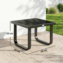 Outsunny Garden Coffee Table Outdoor Side Table with Glass Top Black