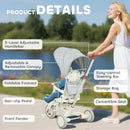 AIYAPLAY 5 in 1 Foldable Kids Trike, Toddler Tricycle for 1-3 Years,