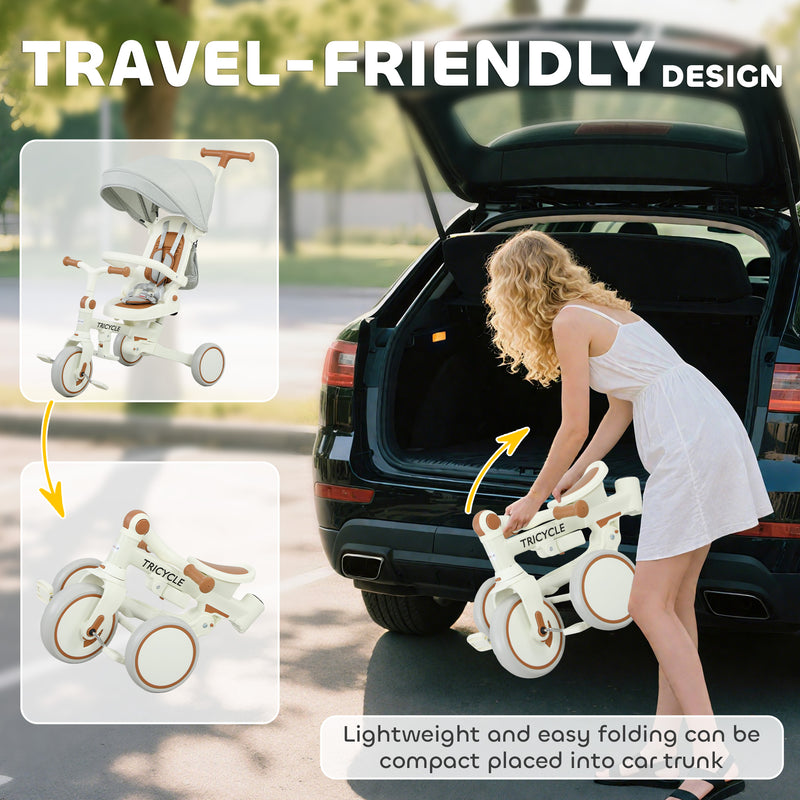 AIYAPLAY 5 in 1 Foldable Kids Trike, Toddler Tricycle for 1-3 Years,