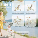 AIYAPLAY 5 in 1 Foldable Kids Trike, Toddler Tricycle for 1-3 Years,