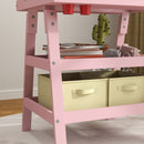 AIYAPLAY Double-Sided Art Easel For Kids W/ Paper Roll, Storage Baskets Pink