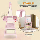 AIYAPLAY Double-Sided Art Easel For Kids W/ Paper Roll, Storage Baskets Pink