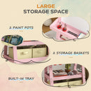 AIYAPLAY Double-Sided Art Easel For Kids W/ Paper Roll, Storage Baskets Pink