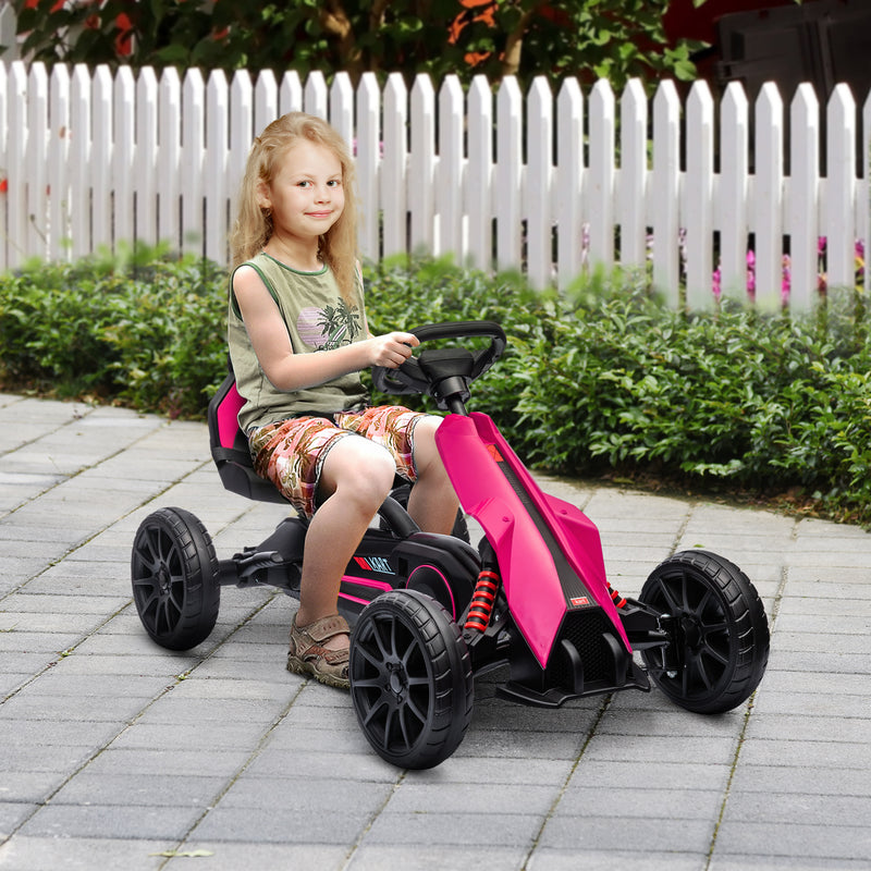hauck pedal go kart pink HOMCOM Children Pedal Go Kart W/ Adjustable Seat, Handbrake