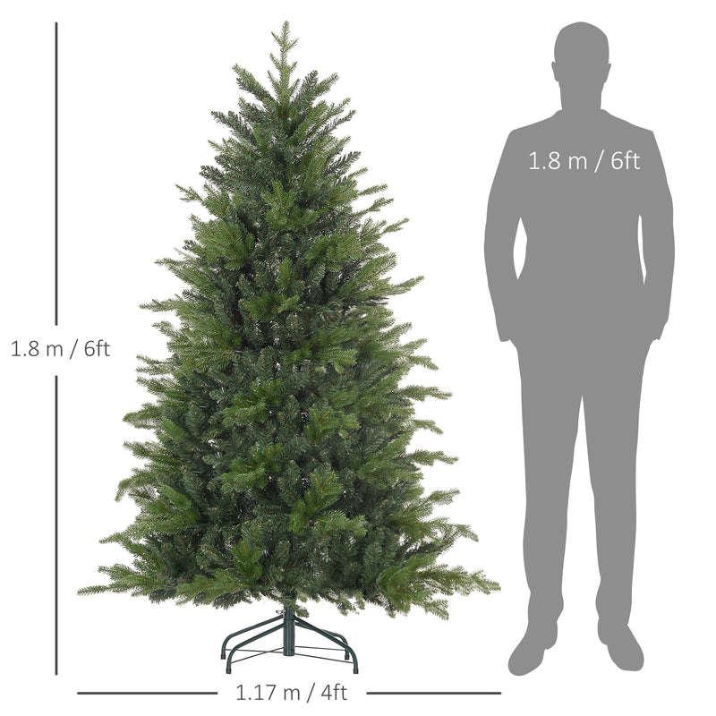 HOMCOM Artificial Christmas Tree with Metal Base, Hinged Branches