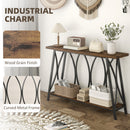 HOMCOM Console Table, Industrial Narrow Sofa Table with 2 Tiers, Metal Frame