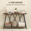 HOMCOM Console Table, Industrial Narrow Sofa Table with 2 Tiers, Metal Frame