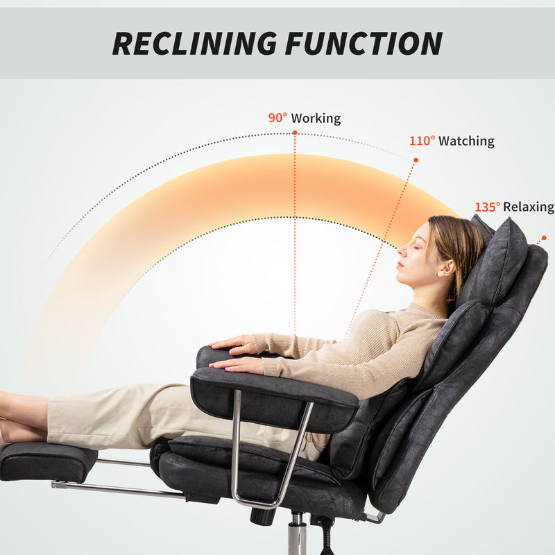 HOMCOM Office Chair, High Back Leathaire Desk Chair For Home - Black/Brown/Grey