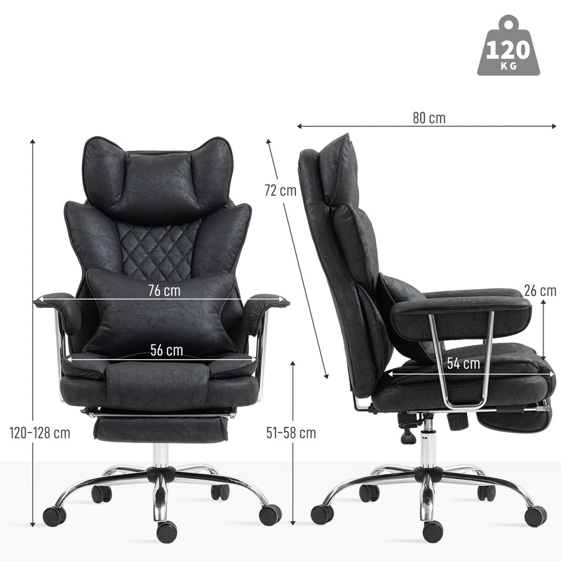 HOMCOM Office Chair, High Back Leathaire Desk Chair For Home - Black/Brown/Grey