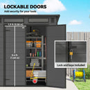 Outsunny 6 X 6 Ft Plastic Garden Shed With Floor, Lockable Doors, Dark Grey