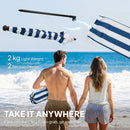Outsunny 1.8 m Beach Umbrella Parasol with Sand Anchor, Tilt, Blue/White