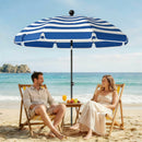 Outsunny 1.8 m Beach Umbrella Parasol with Sand Anchor, Tilt, Blue/White