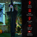 HOMCOM Standing Witch Prop Life Size with Light Up Eyes, Talking Sound