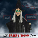 HOMCOM Standing Witch Prop Life Size with Light Up Eyes, Talking Sound