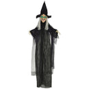 HOMCOM Standing Witch Prop Life Size with Light Up Eyes, Talking Sound