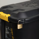 110L Heavy Duty Lockable Stackable Storage Chest Trunk on Wheels with Clips in Black