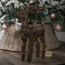 50cm Battery Operated Light up Black & Gold Braid Christmas Reindeer with Warm White LEDs