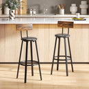 HOMCOM Barstools Set Of 2 With Padded Seat Backrest Rustic Brown Black