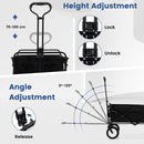 Heavy Duty Camping Garden Cart With Adjustable Handle And Drink Holders-Black