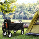 Heavy Duty Camping Garden Cart With Adjustable Handle And Drink Holders-Black