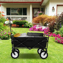 Heavy Duty Camping Garden Cart With Adjustable Handle And Drink Holders-Black