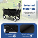 Heavy Duty Camping Garden Cart With Adjustable Handle And Drink Holders-Black