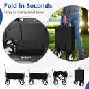 Heavy Duty Camping Garden Cart With Adjustable Handle And Drink Holders-Black