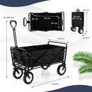 Heavy Duty Camping Garden Cart With Adjustable Handle And Drink Holders-Black