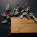 1.8m Frosted Green Holly Leaf & Berry Glitter Garland Christmas Decoration
