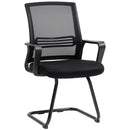 HOMCOM Meeting Office Chair, Mesh Reception Chair with Sled Base, Black