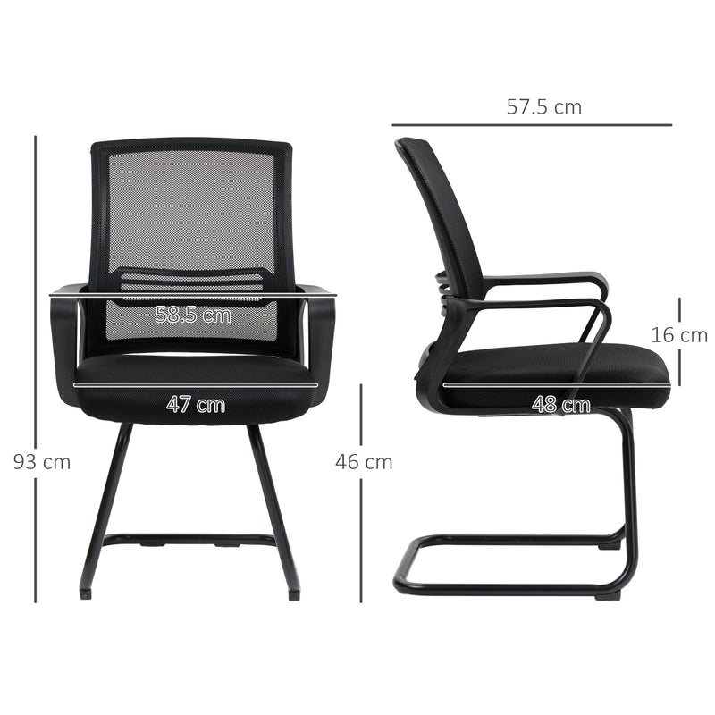 HOMCOM Meeting Office Chair, Mesh Reception Chair with Sled Base, Black