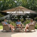 Outsunny 3 X 3 M Garden Cantilever Parasol W/ Light, Cover, Wind Protection