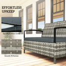 Outsunny 125L Garden Storage Bench, 2 Seater PE Rattan Outdoor Bench