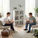HOMCOM Industrial Storage Shelf, Bookcase, Bookshelf, White Wood Effect