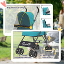 PawHut Foldable Dog Stroller with Mesh Windows for Mini Dogs, Dark Green