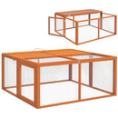 PawHut Rabbit Hutch, Folding Wooden Rabbit Run With Openable Top, Orange