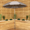Samuel Alexander Outdoor 4 Seater Round Glass Top Table and Chairs Patio Set with Parasol in Grey