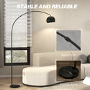 HOMCOM Arc Floor Lamp For Living Room, Free Standing Tall Lamp, Black