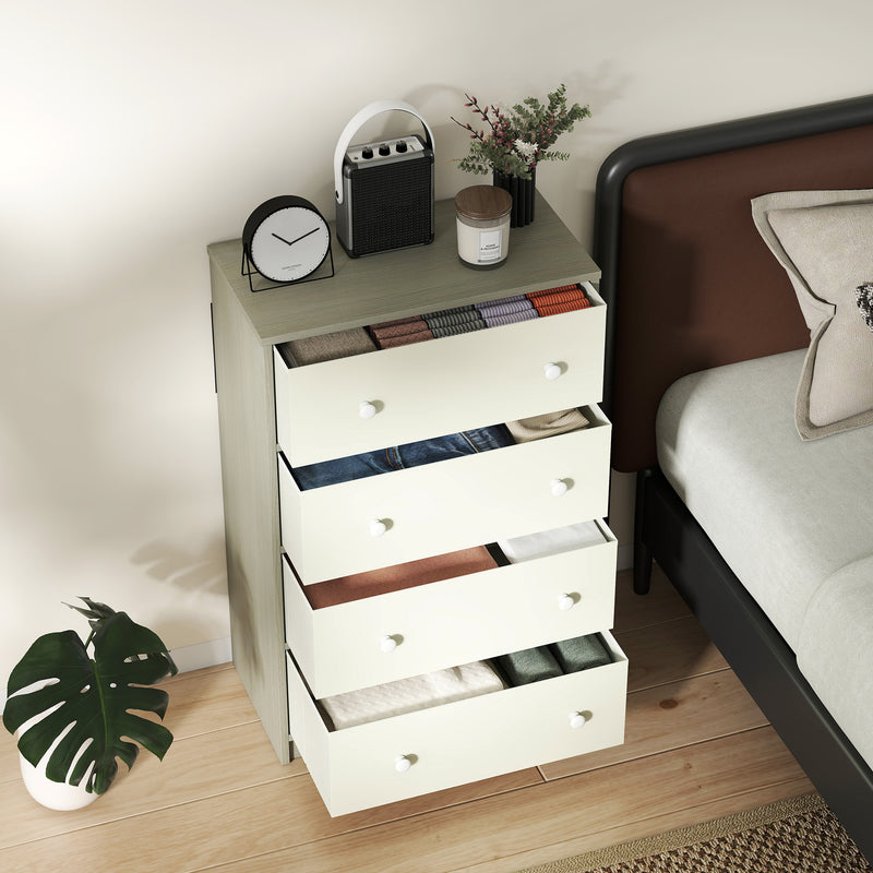 HOMCOM Chest of Drawers, 4 Drawer Dresser for Bedroom