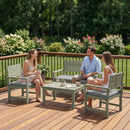 Outsunny 4 Seater Wooden Garden Furniture Set with Loveseat, Chairs, Table