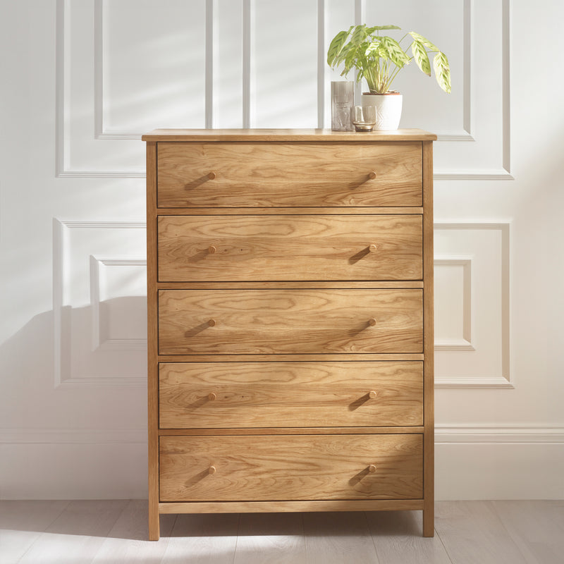 Coxmoor 5 Drawer Wide Chest - Oak