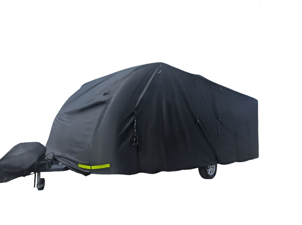 Breathable Waterproof 4Ply Caravan Cover with Free Hitch Cover Black 23-25ft