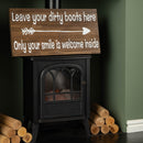60cm X 30cm Dark Rustic Fir Wood Welcome Arrow Hanging Wall Sign