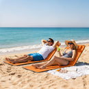 Outsunny 2 Pieces Outdoor Beach Mat Steel Reclining Chair Set Orange