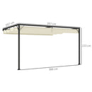 Outsunny 4 x 3(m) Outdoor Pergola Retractable Canopy Wall Mounted, Cream