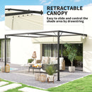 Outsunny 4 x 3(m) Outdoor Pergola Retractable Canopy Wall Mounted, Cream