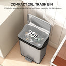 HOMCOM Pedal Bin With Soft-Close Lid, 20L Stainless Steel Kitchen Bin Silver
