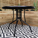 Outdoor 4 Person Round Glass Top Garden Dining Table Chairs Set
