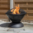 52cm Black Steel Outdoor Lustre Enamelled Firepit with Fire Poker